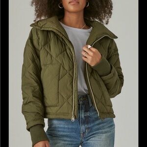 Lucky Brand Quilted Puffer Jacket Army Green - Small